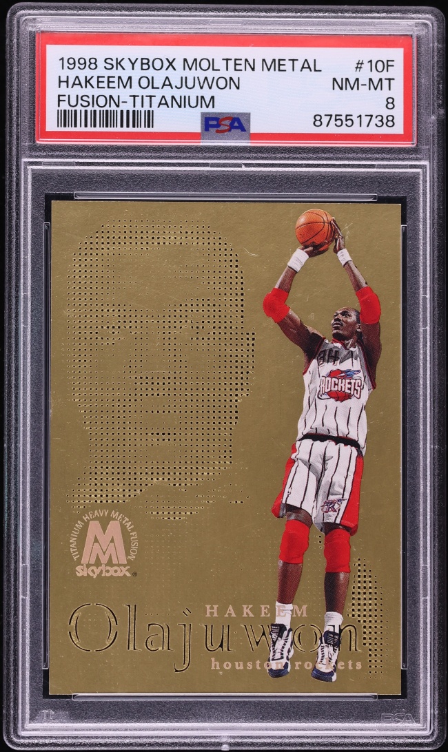 1998 Skybox Molten Metal Fusion Titanium Hakeem Olajuwon #10F PSA 8 NM-MT