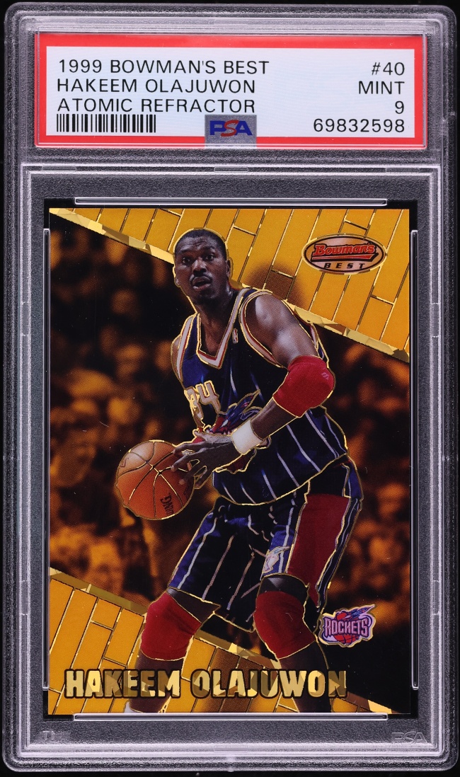 1999 Bowman's Best Atomic Refractor Hakeem Olajuwon #40 PSA 9 MINT