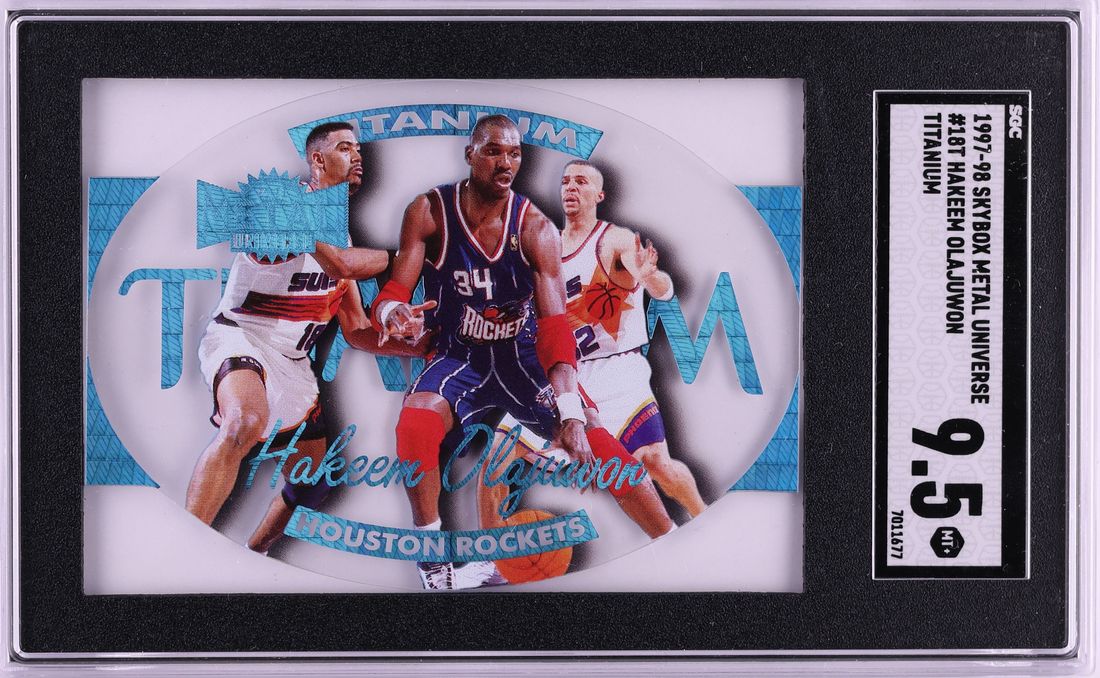 1997 Metal Universe Titanium Hakeem Olajuwon #18T SGC 9.5 MINT+