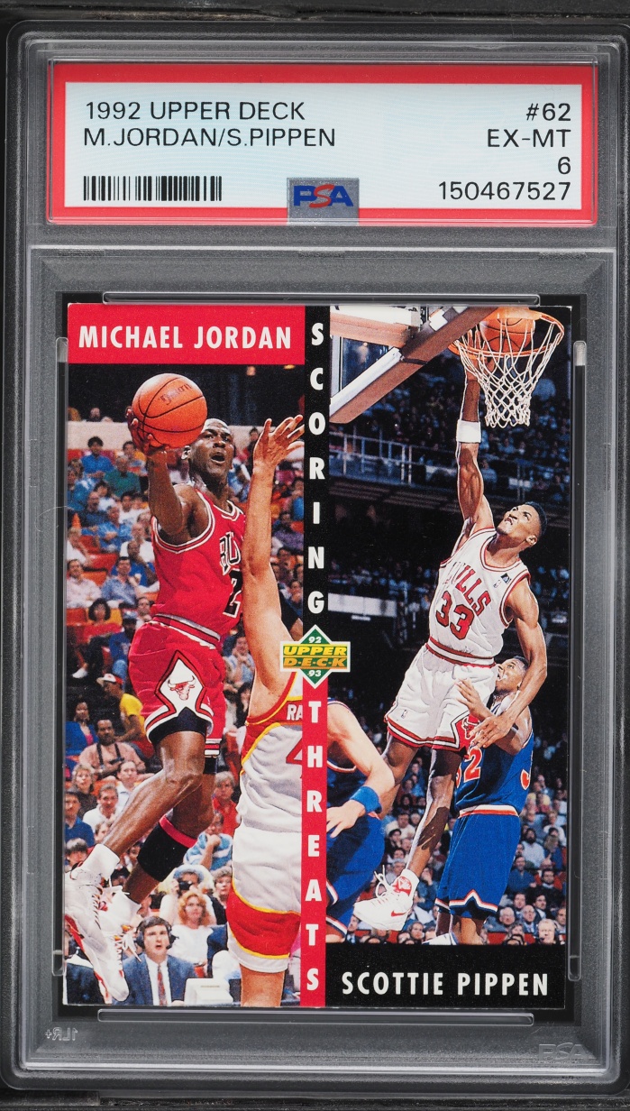 1992 Upper Deck Basketball Michael Jordan Scottie Pippen #62 PSA 6 EXMT