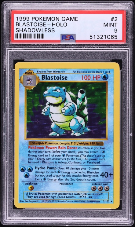 1999 Pokemon Base Set Shadowless Holo Blastoise #2 PSA 9 MINT