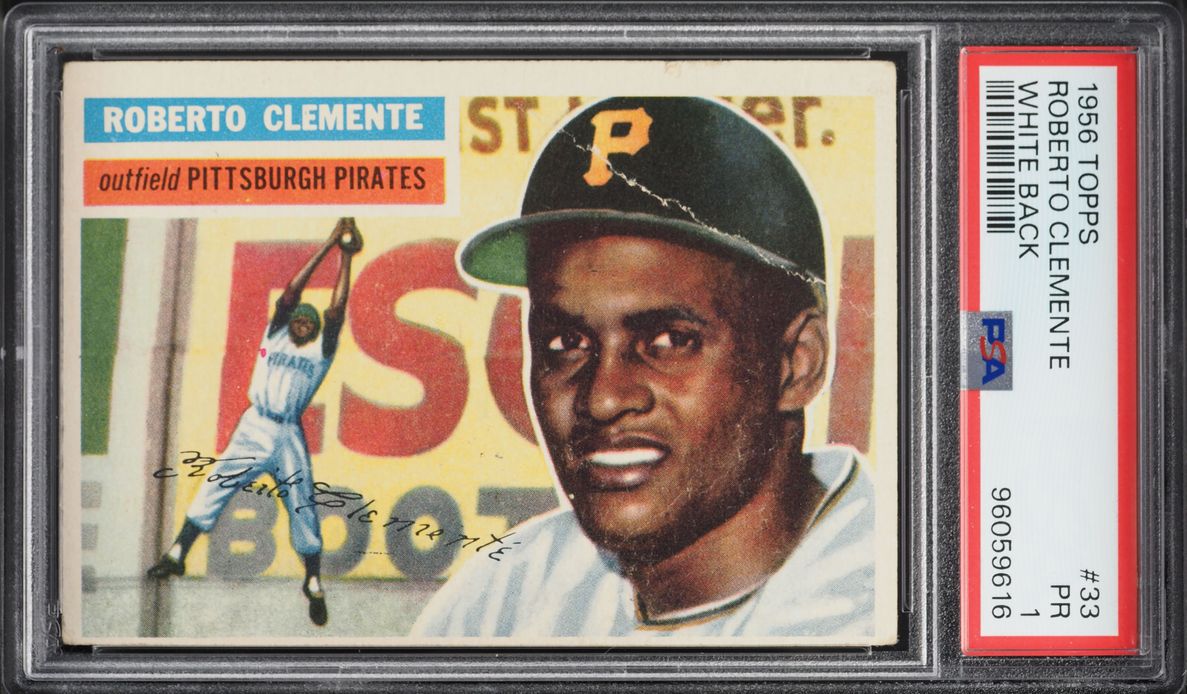 1956 Topps Roberto Clemente WHITE BACK #33 PSA 1 PR