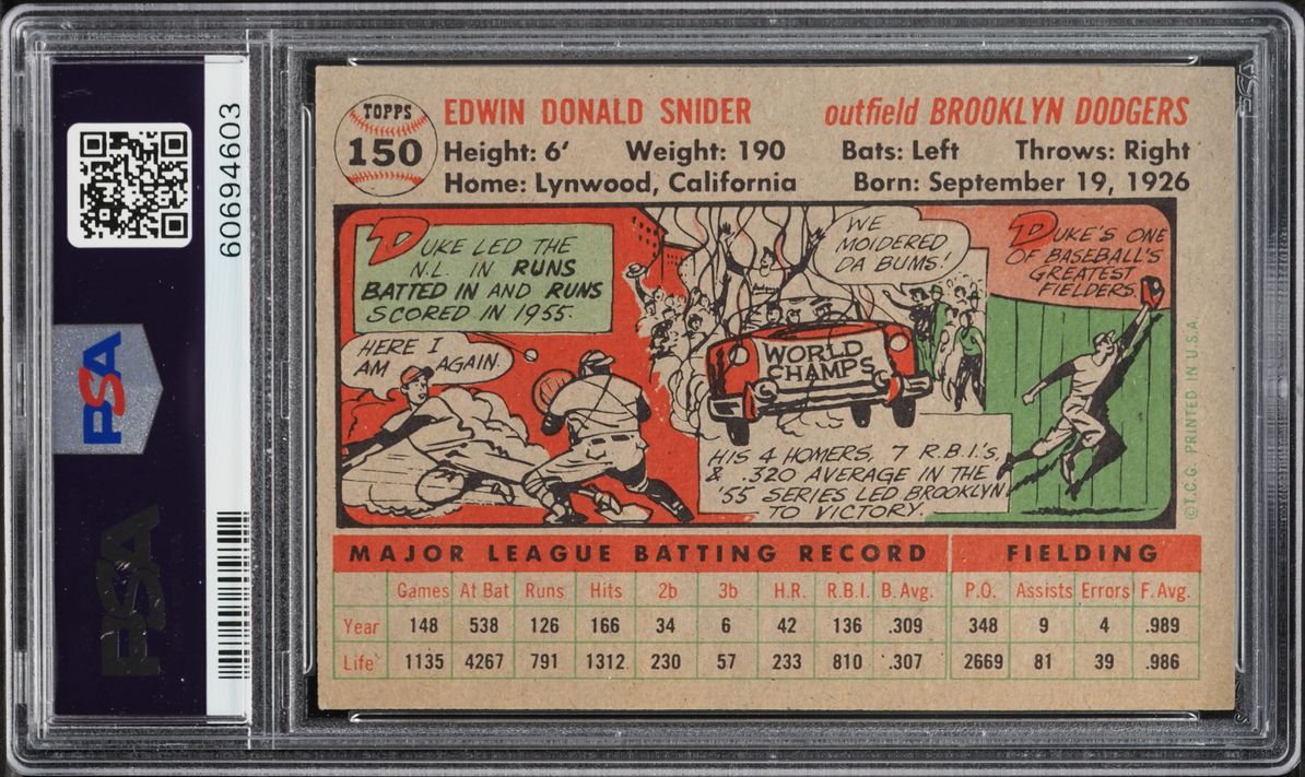 1956 Topps Duke Snider #150 PSA 4 VGEX