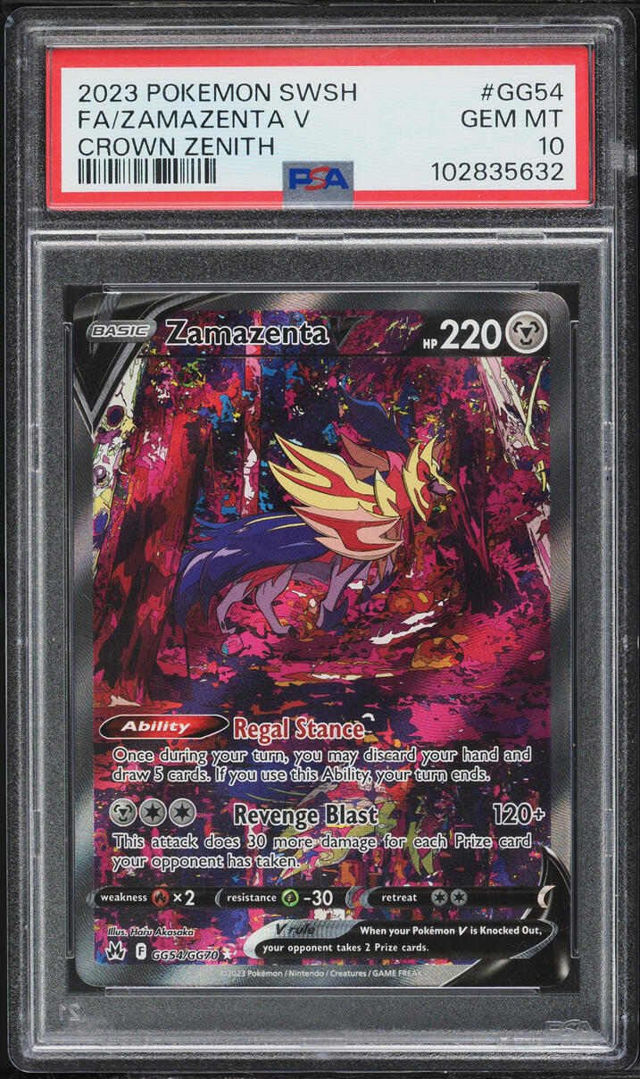 2023 Pokemon Sword & Shield Crown Zenith Full Art Zamazenta V #GG54 PSA 10 GEM MINT