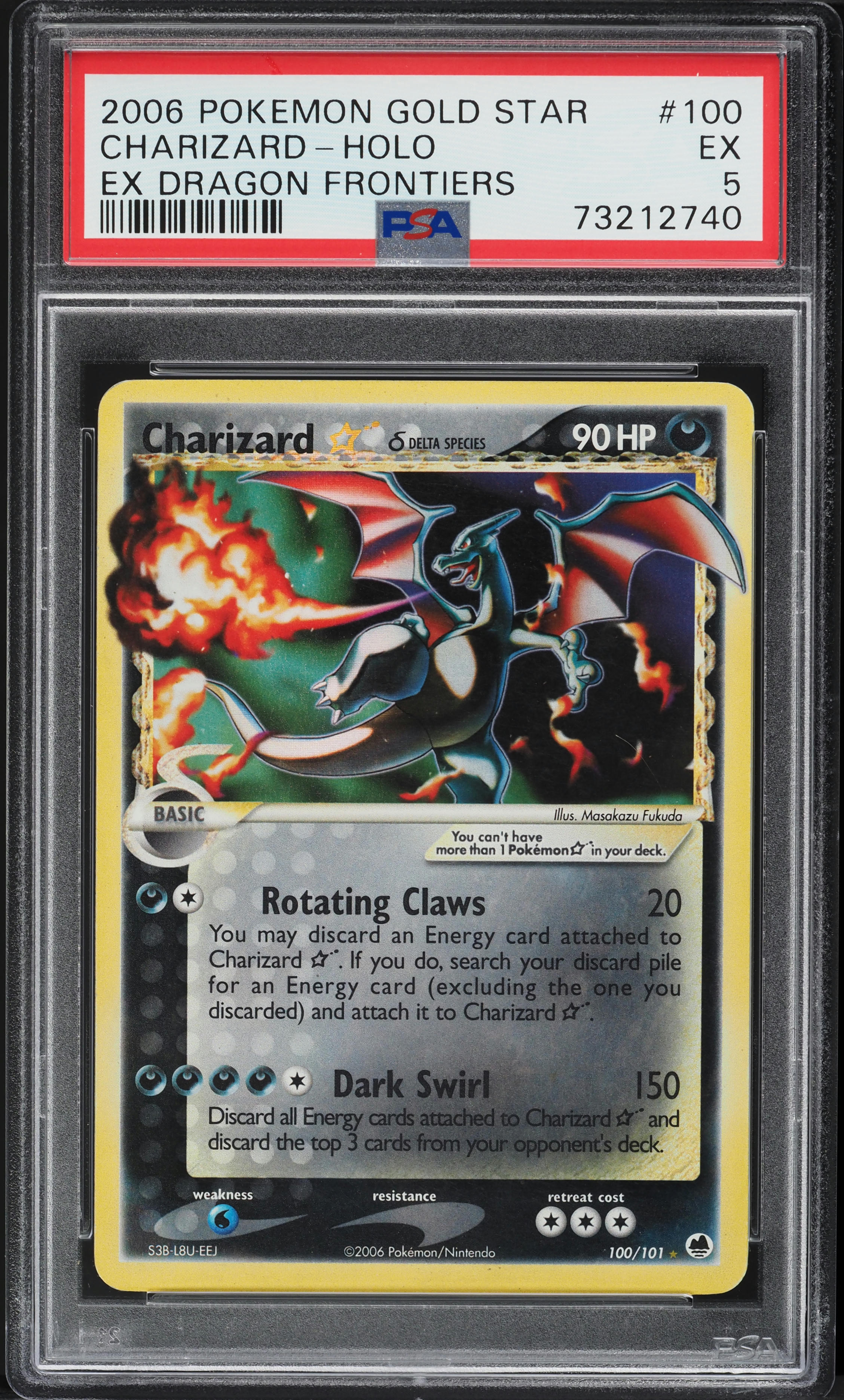 2006 Pokemon EX Dragon Holo Charizard Gold Star #100 PSA 5 EX