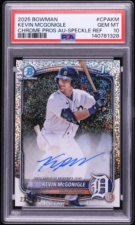 2025 Bowman Chrome Speckle Refractor Kevin McGonigle PROSPECT AUTO /299 #CPA-KM PSA 10 GEM MINT