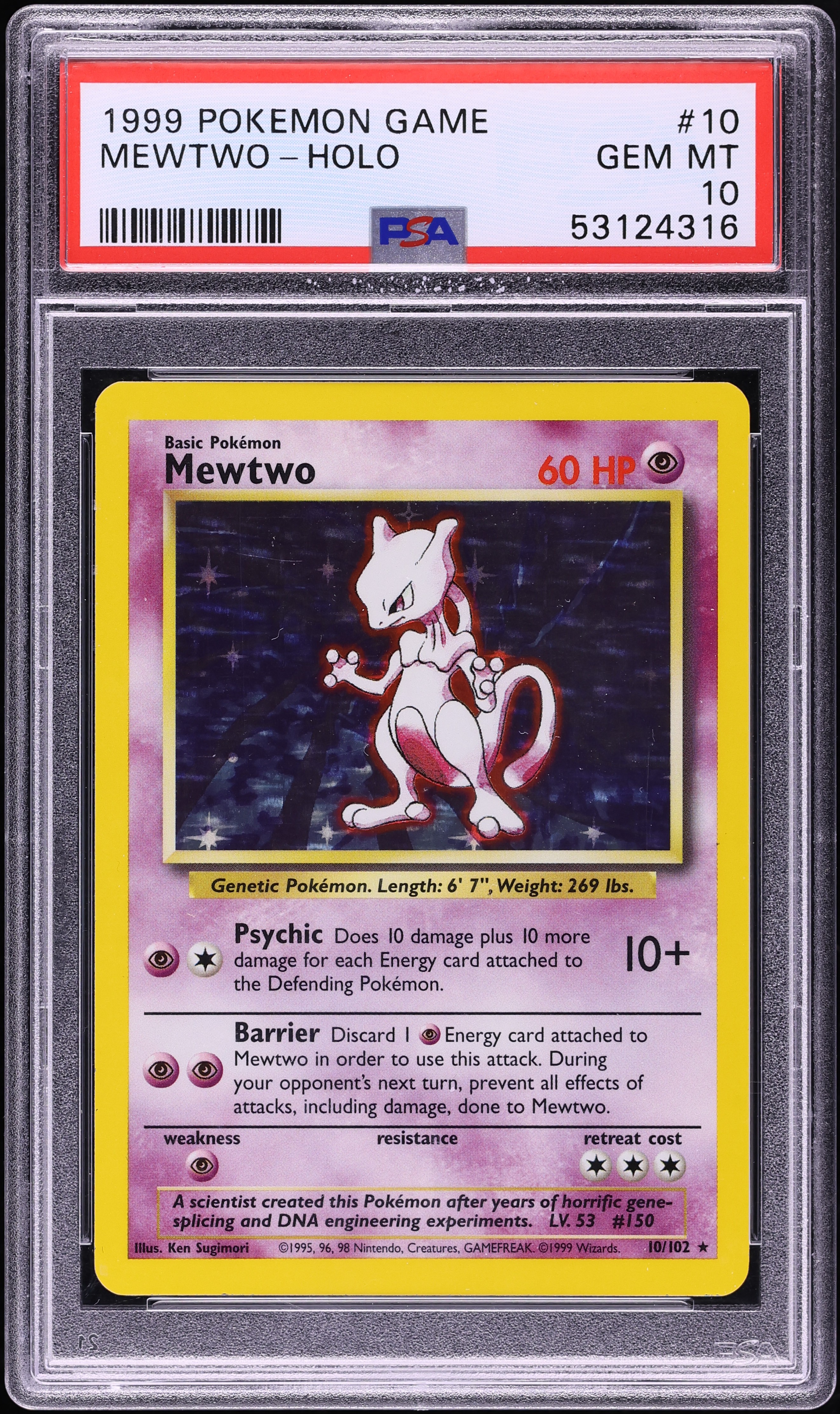1999 Pokemon Base Set Holo Mewtwo #10 PSA 10 GEM MINT