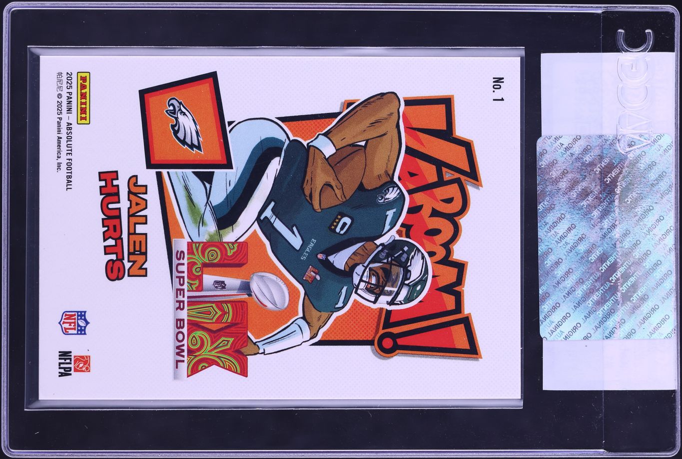 2025 Absolute Kaboom! Super Bowl Horizontal Jalen Hurts #1 CGC AUTH