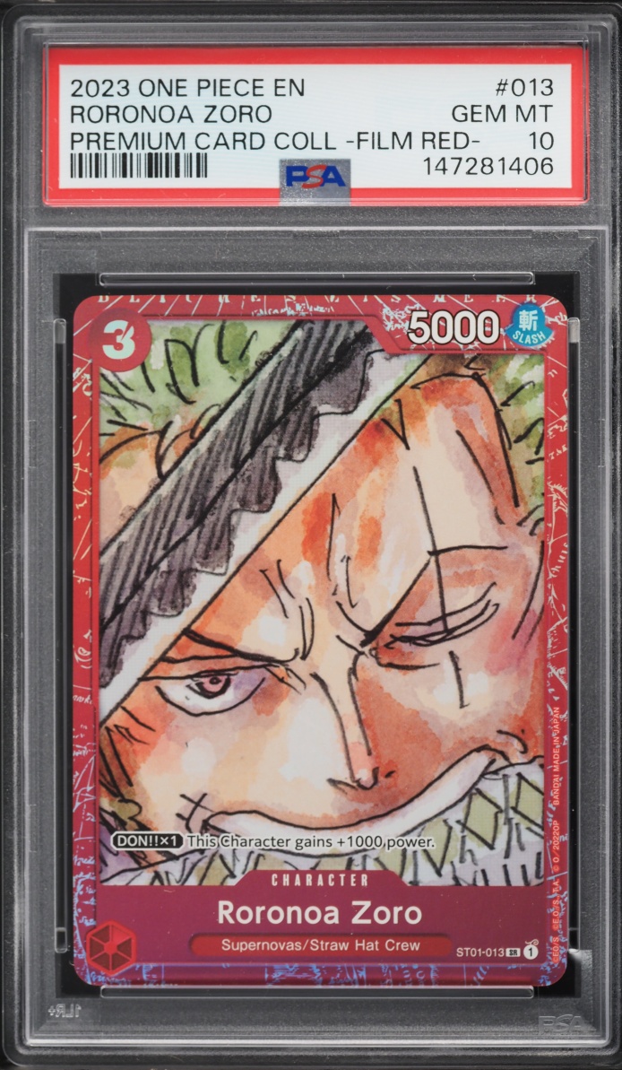 2023 One Piece Premium Collection Film Red SR Roronoa Zoro #ST01-013 PSA 10 GEM MINT