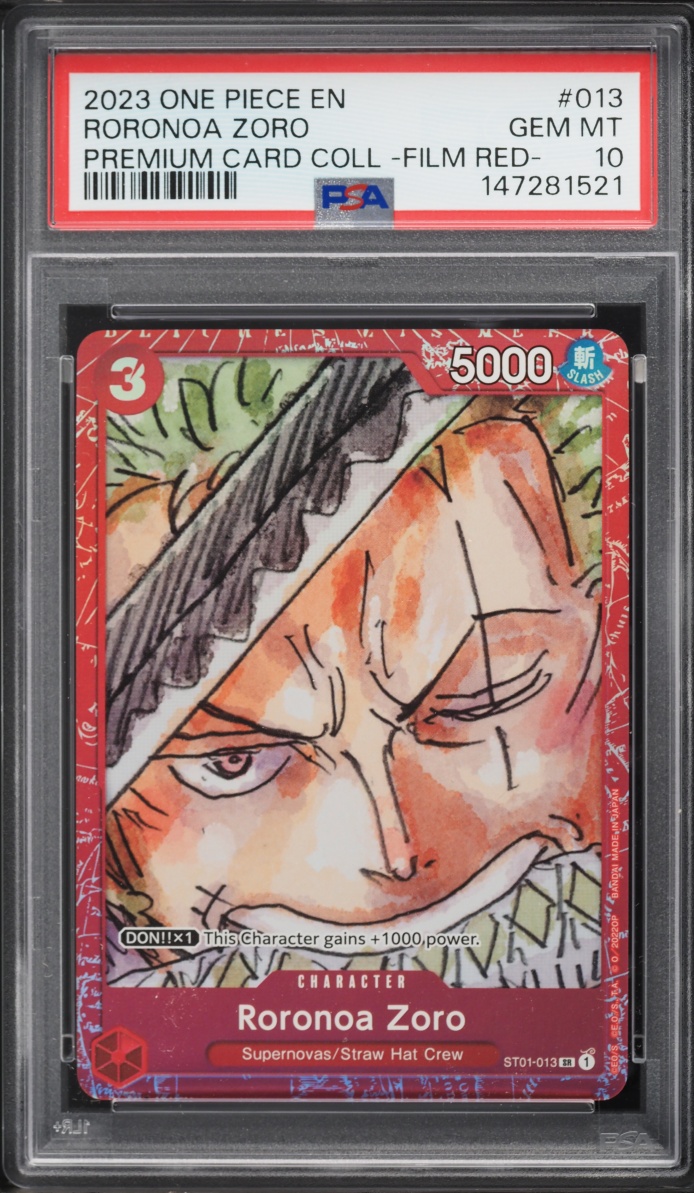 2023 One Piece Premium Collection Film Red SR Roronoa Zoro #ST01-013 PSA 10 GEM MINT