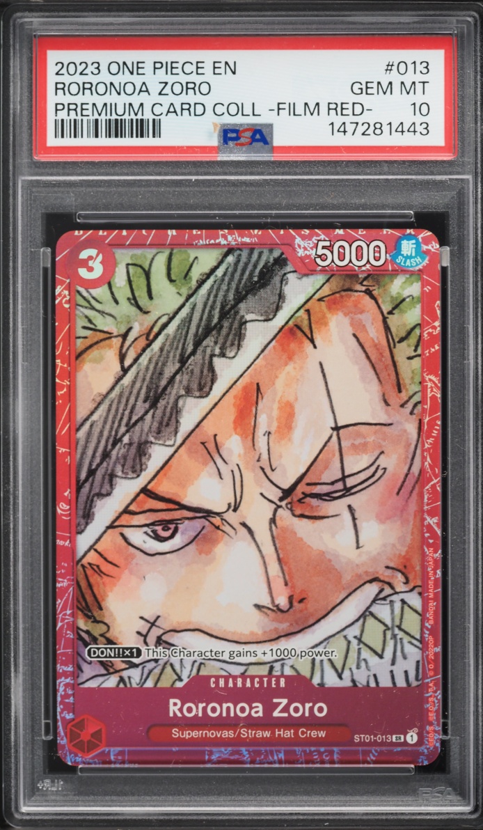 2023 One Piece Premium Collection Film Red SR Roronoa Zoro #ST01-013 PSA 10 GEM MINT