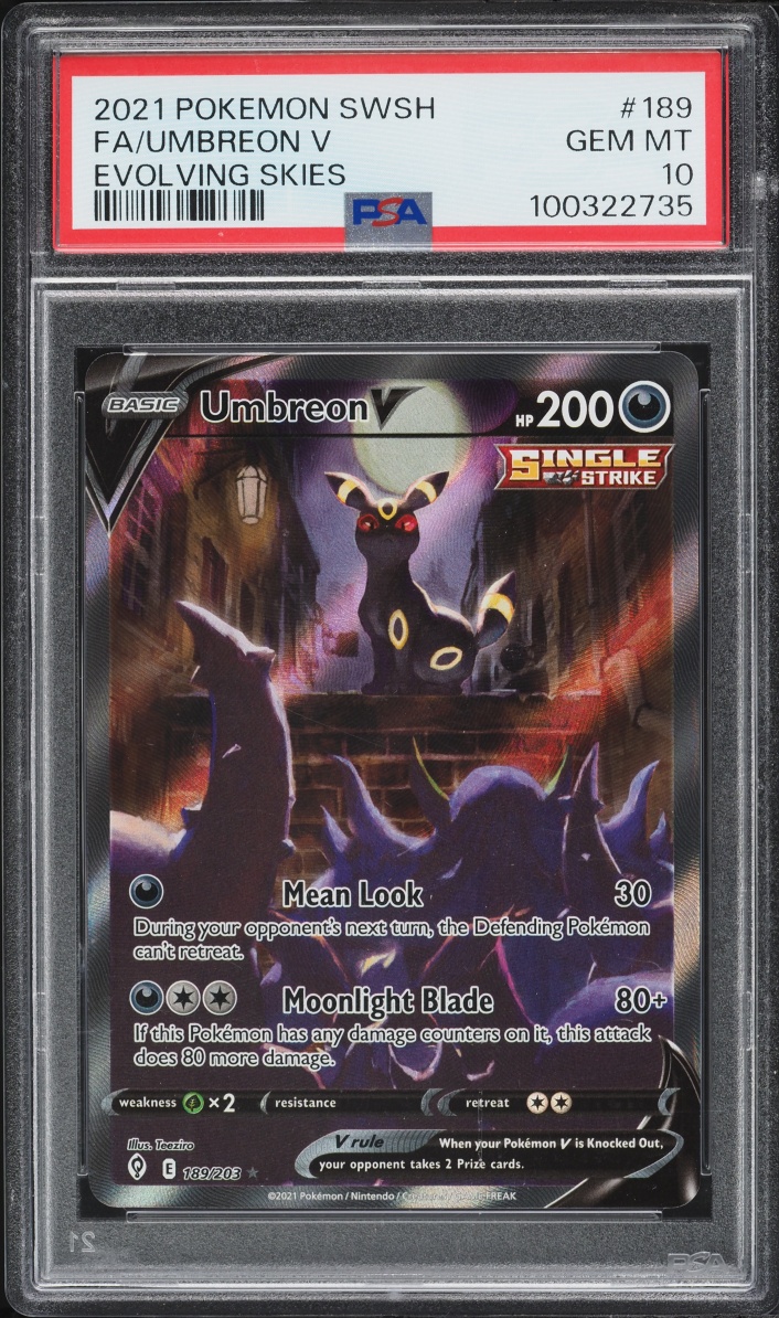 2021 Pokemon Sword & Shield Evolving Skies Alt Art Umbreon V #189 PSA 10 GEM MINT
