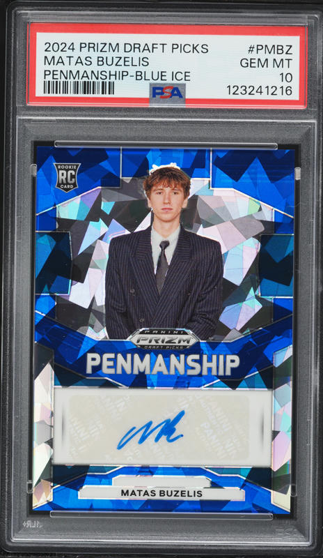 2024 Panini Prizm Draft Picks Penmanship Blue Ice Matas Buzelis