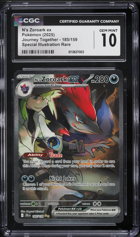 2025 Pokemon SV Journey Together SIR N's Zoroark ex #185 CGC 10