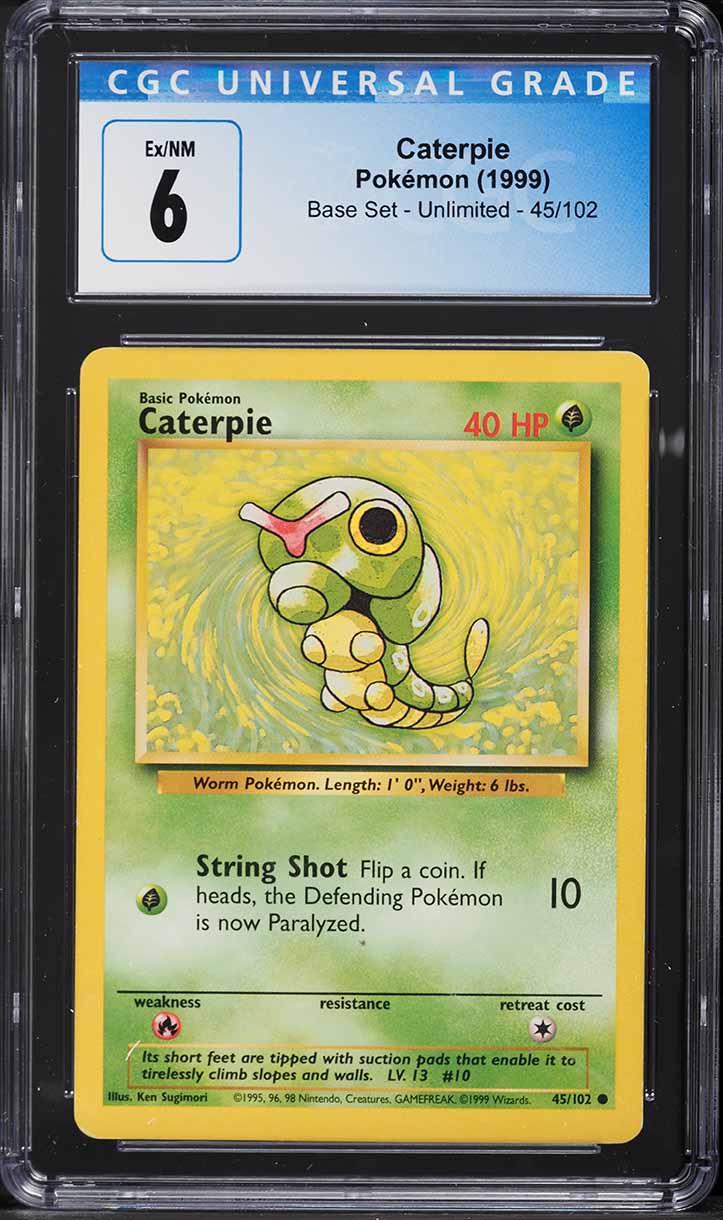 1999 Pokemon Base Set Caterpie #45 CGC 6 EXMT