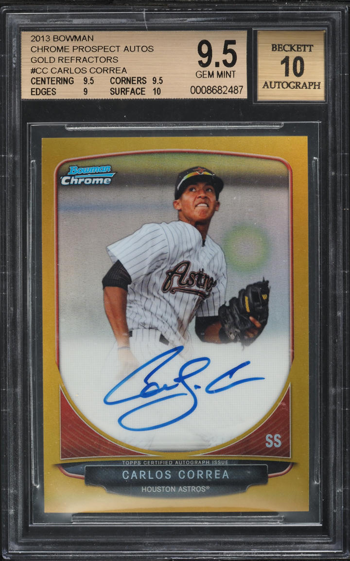 2013 Bowman Chrome Gold Refractor Carlos Correa PROSPECT AUTO /50