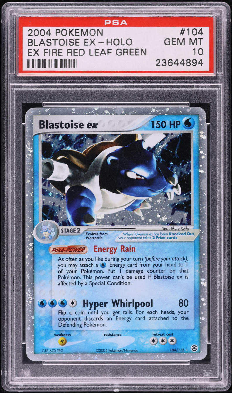 2004 Pokemon EX Fire Red & Leaf Green Holo Blastoise ex #104 PSA 10 GEM MINT