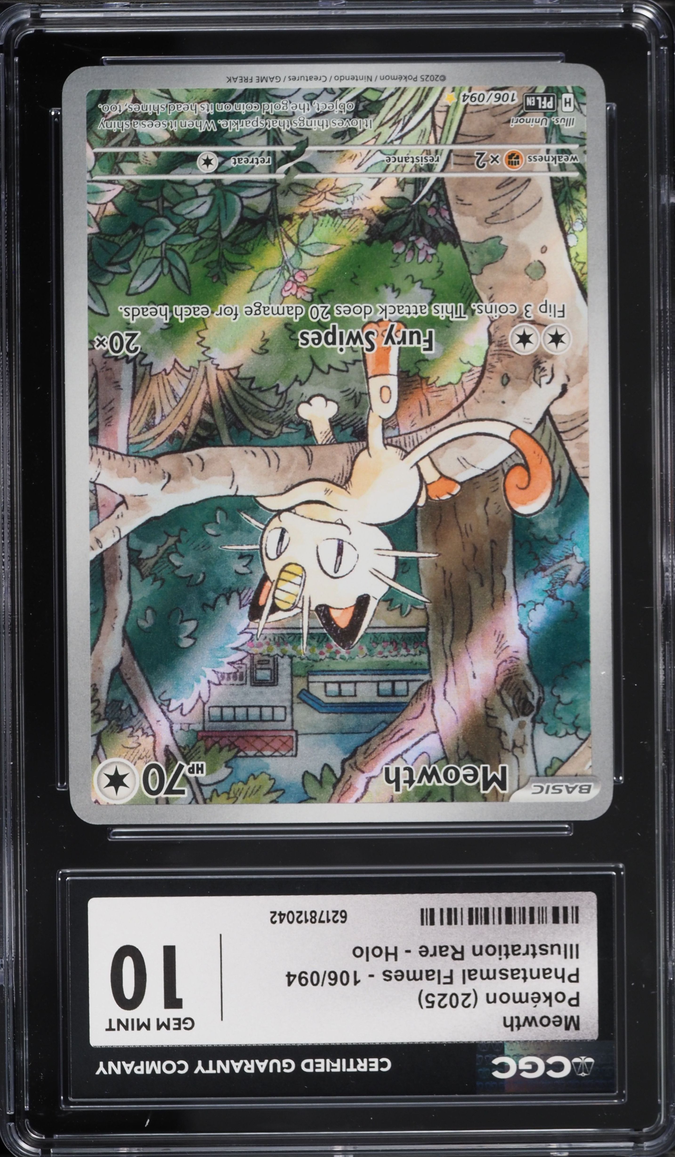 2025 Pokemon Mega Evolution Phantasmal Flames IR Meowth #106 CGC 10 GEM MINT