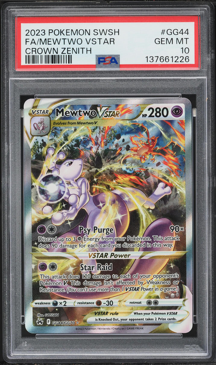 2023 Pokemon Sword & Shield Crown Zenith Alt Art Mewtwo VSTAR #GG44 PSA 10 GEM MINT