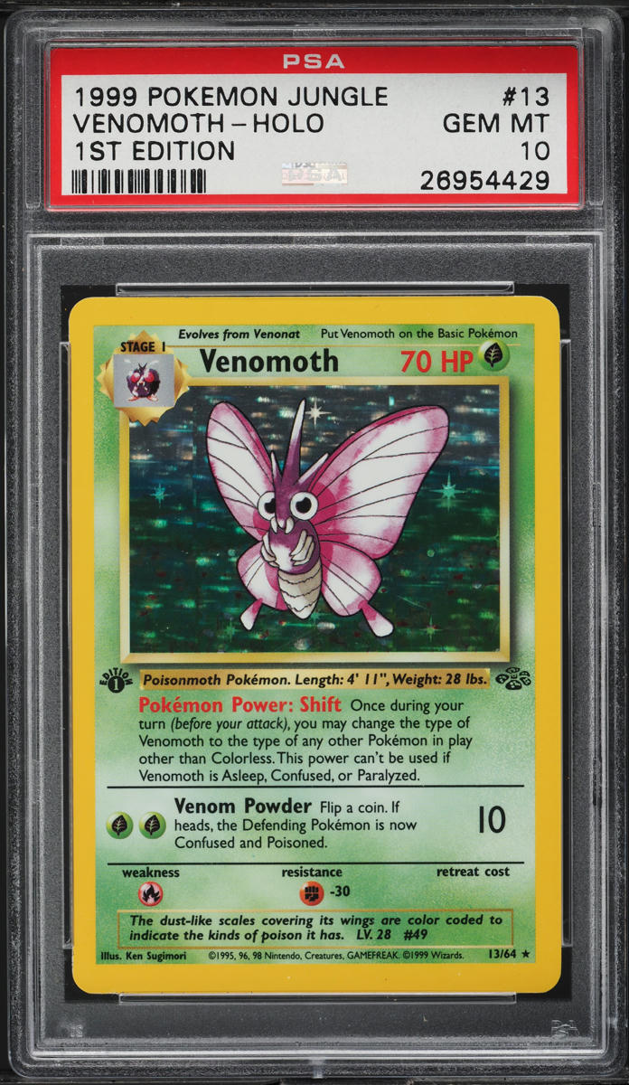 1999 Pokemon Jungle 1st Edition Holo Venomoth #13 PSA 10 GEM MINT