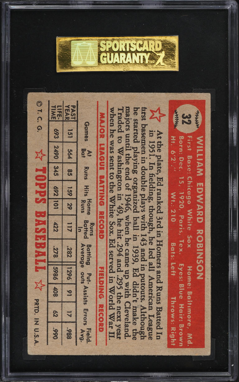 1952 Topps Eddie Robinson #32 SGC 5 EX