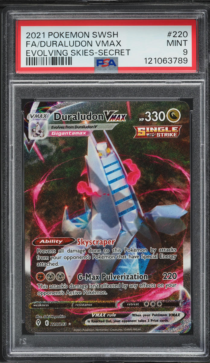 2021 Pokemon SWSH Evolving Skies Full Art Duraludon VMAX #220 PSA 9 MINT