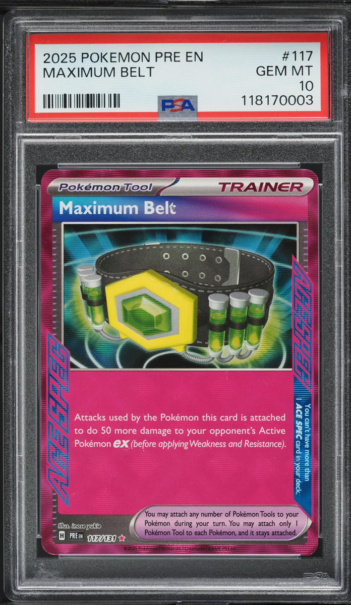 2025 Pokemon SV Prismatic Evolutions Maximum Belt #117 PSA 10 GEM MINT