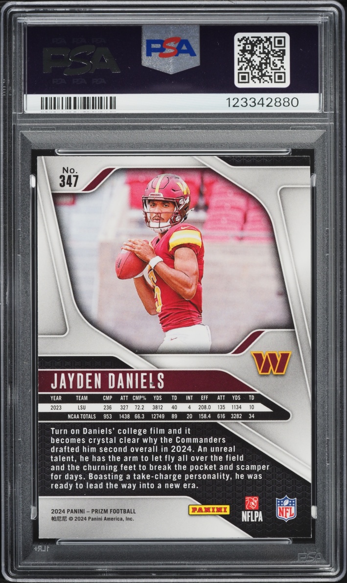 2024 Panini Prizm Jayden Daniels ROOKIE #347 PSA 8 NM-MT
