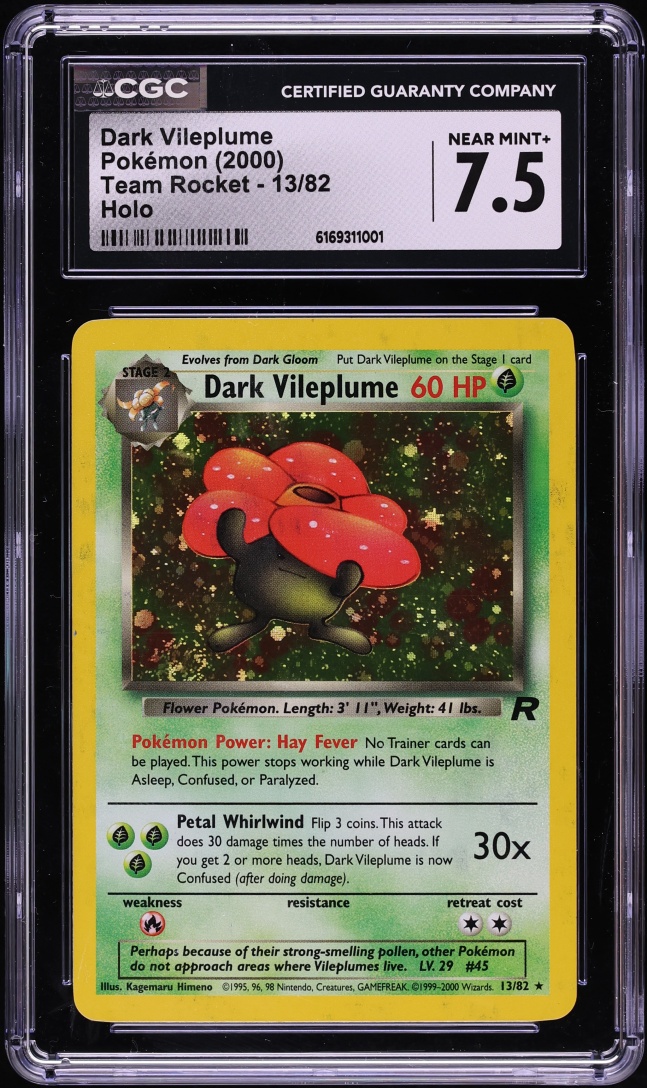 2000 Pokemon Team Rocket Holo Dark Vileplume #13 CGC 7.5 NRMT+