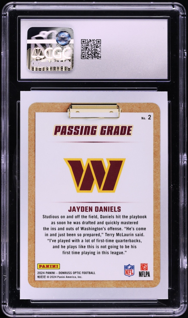 2024 Donruss Optic Passing Grade Jayden Daniels ROOKIE #2 CGC 10 GEM MINT