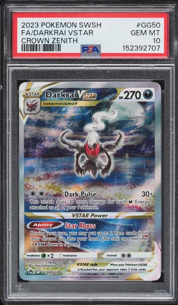 2023 Pokemon Sword & Shield Crown Zenith Alt Art Darkrai VSTAR #GG50 PSA 10 GEM MINT