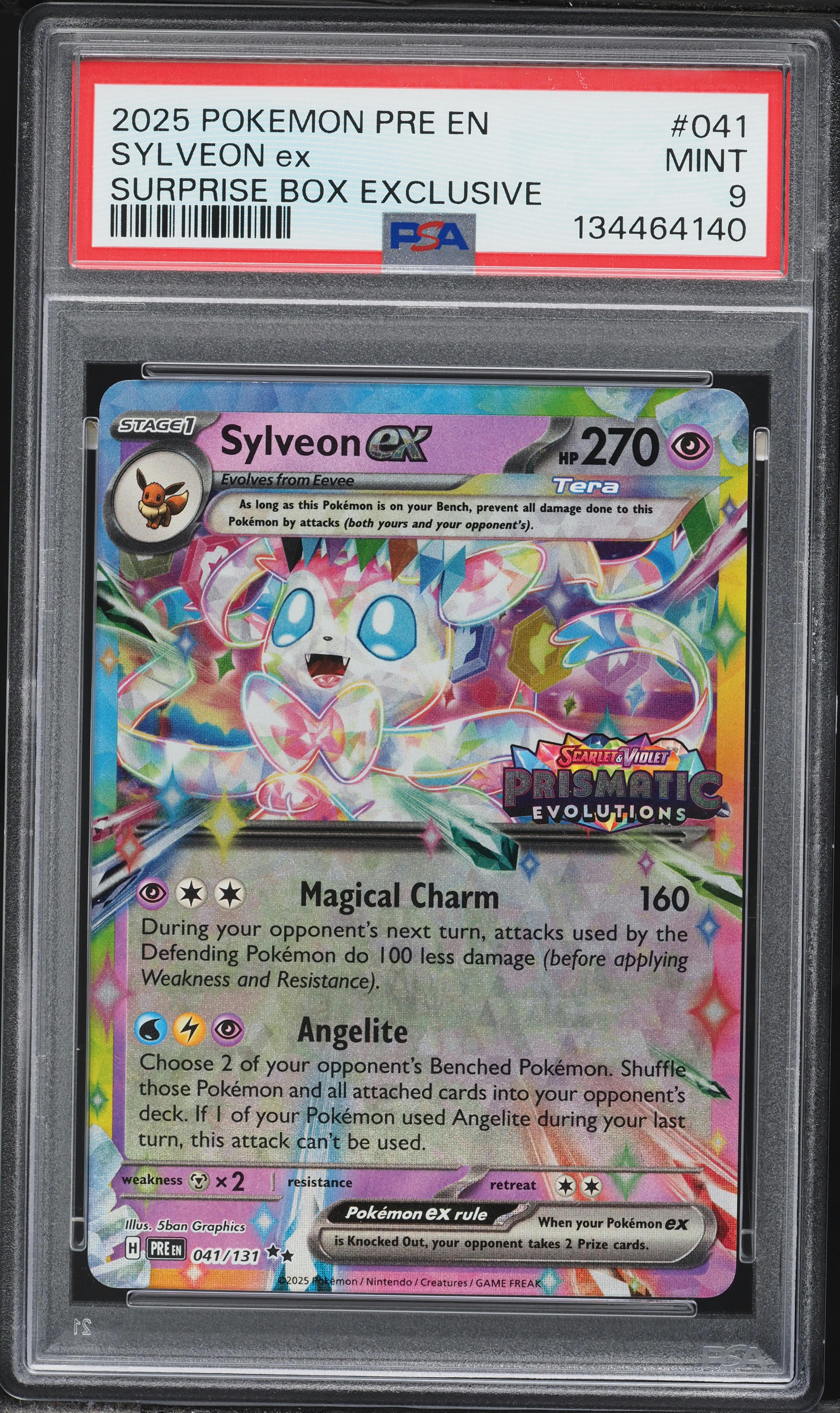 2025 Pokemon Scarlet & Violet Prismatic Evolutions Surprise Box Holo Sylveon ex #41 PSA 9 MINT