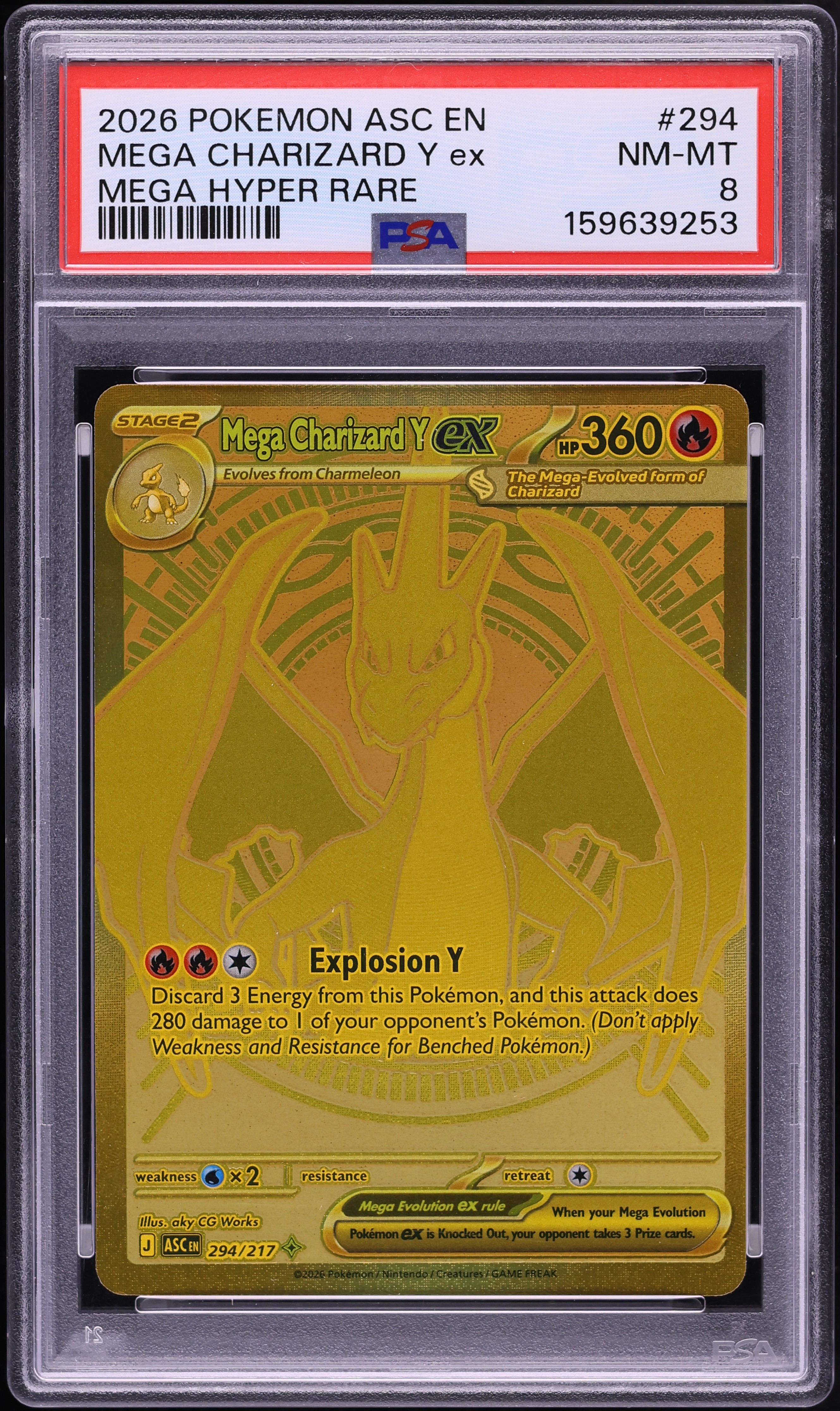 2026 Pokemon Mega Evolution Ascended Heroes MHR Mega Charizard Y EX #294 PSA 8 NM-MT
