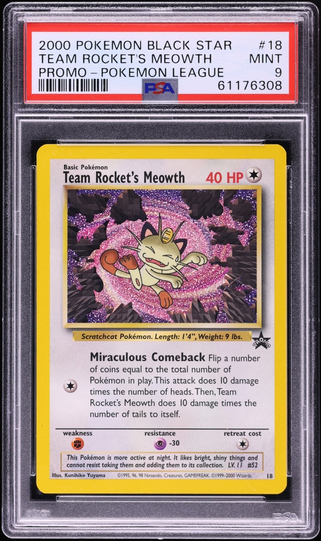 2000 Pokemon League Black Star Promo Team Rocket's Meowth #18 PSA 9 MINT