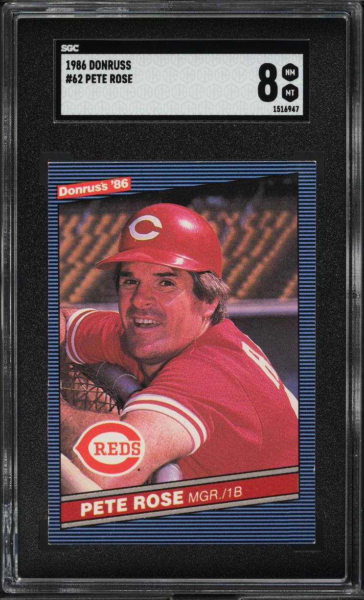 1986 Donruss Pete Rose #62 SGC 8 NM-MT