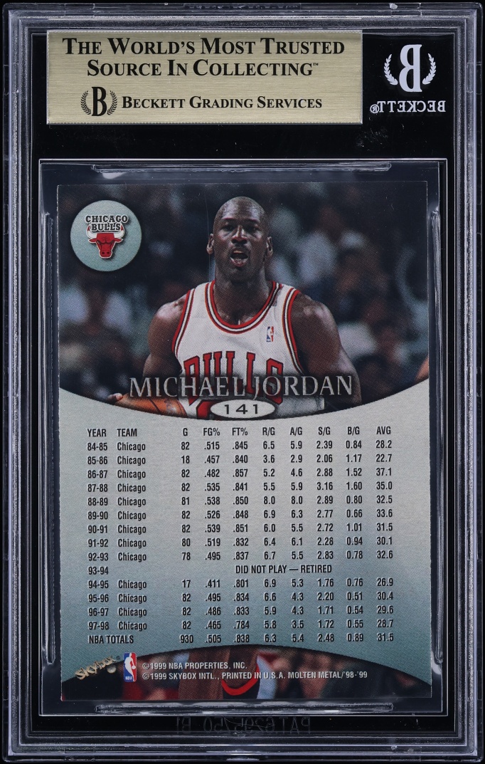 1998 Skybox Molten Metal Michael Jordan #141 BGS 9.5 GEM MINT - Photo 2