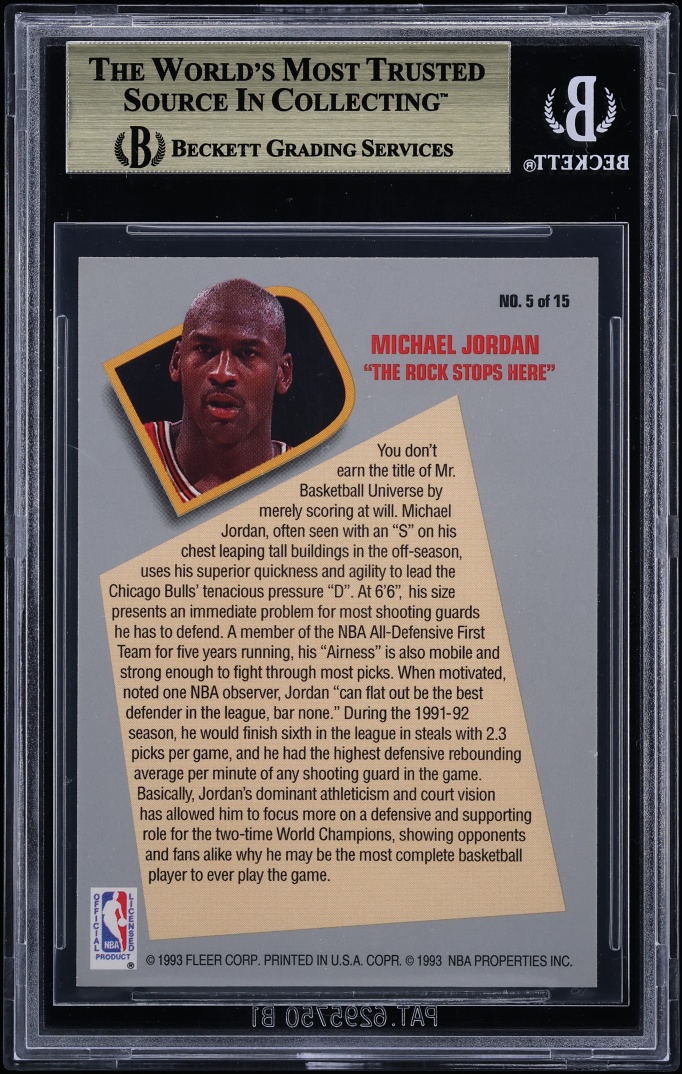 1992 Fleer Total D Michael Jordan #5 BGS 9.5 GEM MINT - Photo 2