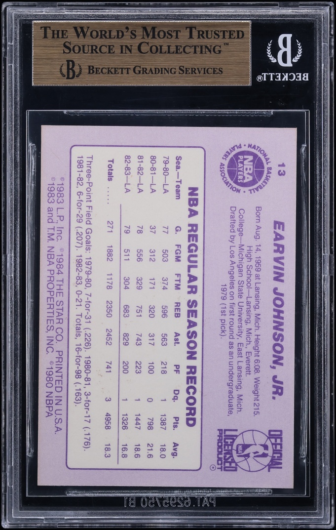 1983 Star Basketball Magic Johnson SHORT PRINT #13 BGS 9.5 GEM MINT - Photo 2
