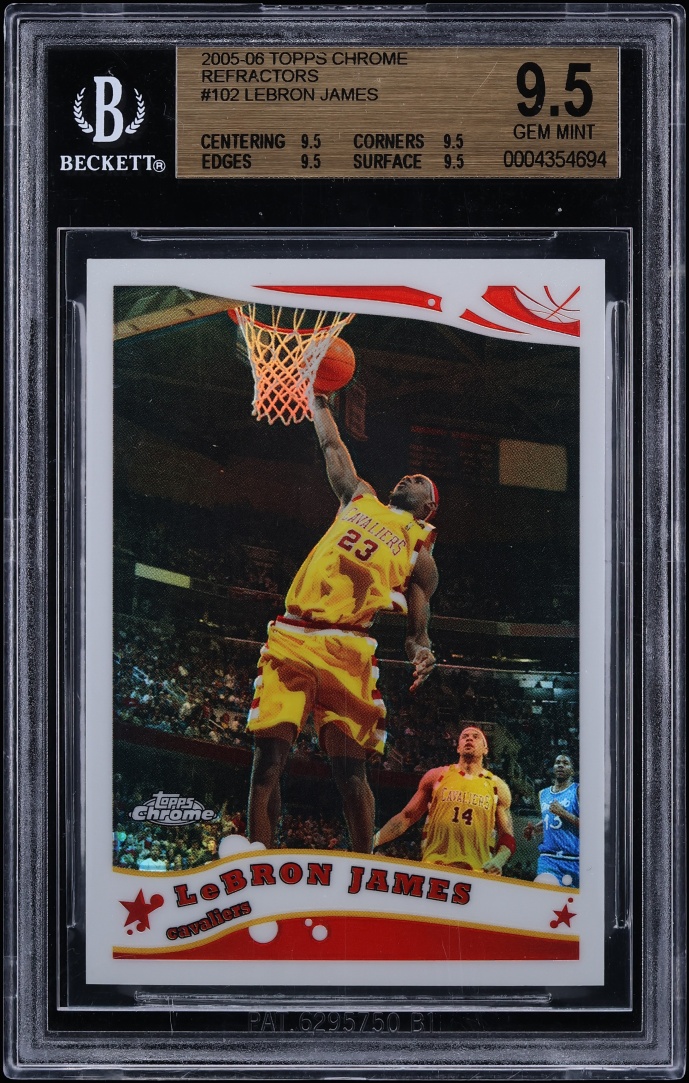 2005 Topps Chrome Refractor LeBron James /999 #102 BGS 9.5 GEM MINT