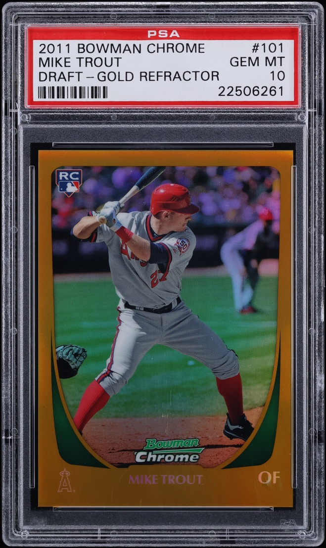 2011 Bowman Chrome Draft Gold Refractor Mike Trout ROOKIE /50 #101 PSA 10 GEM MINT