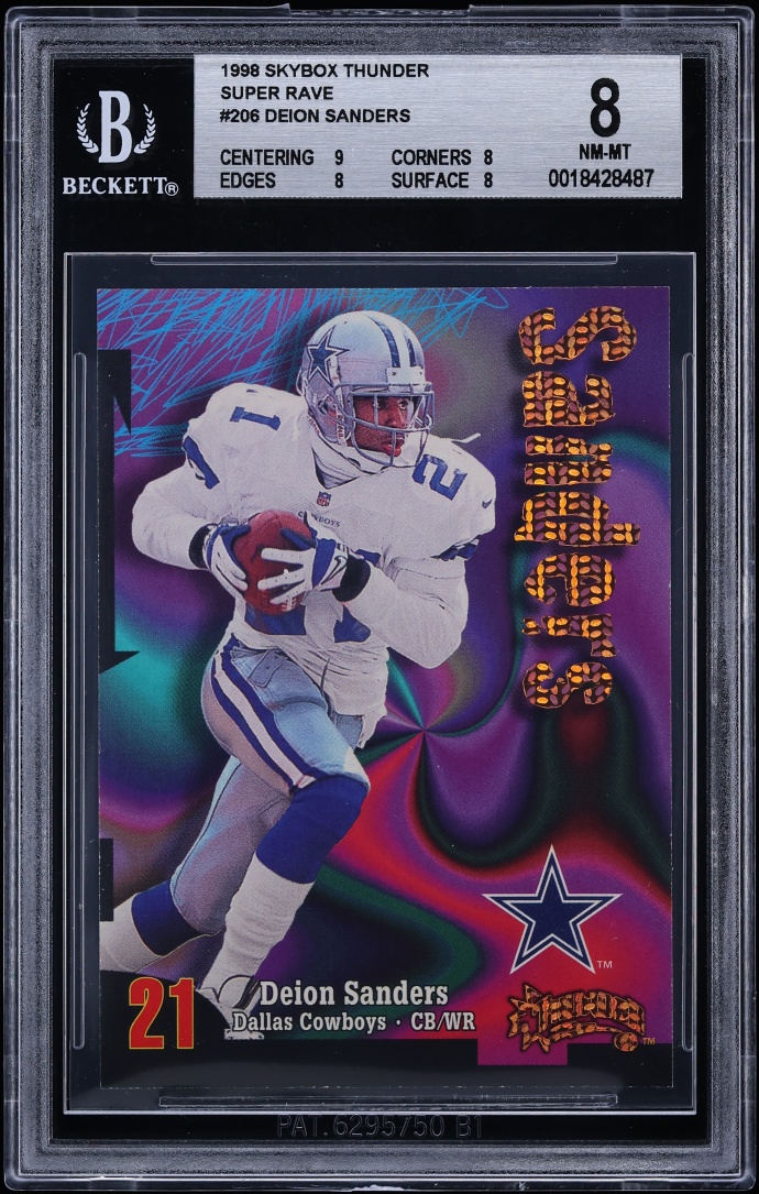 1998 Skybox Thunder Super Rave Deion Sanders /25 #206 BGS 8 NM-MT