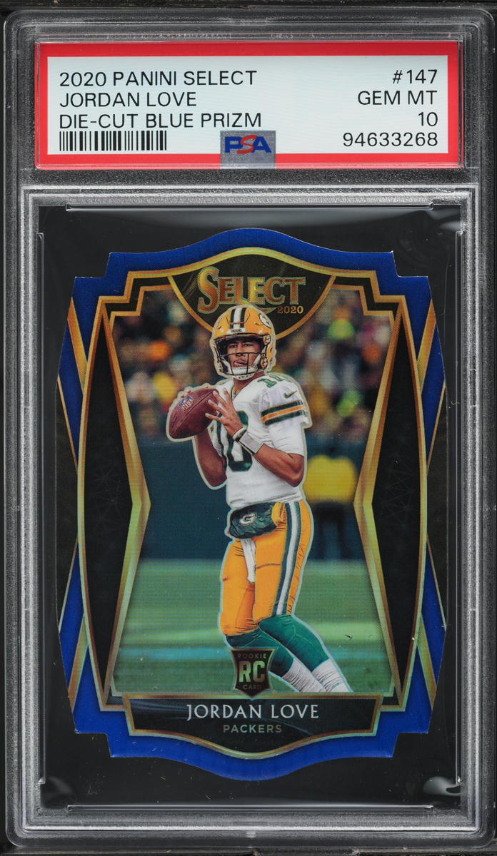 2020 Select Premier Level Blue Prizm Die-Cut Jordan Love ROOKIE #147 PSA 10 GEM