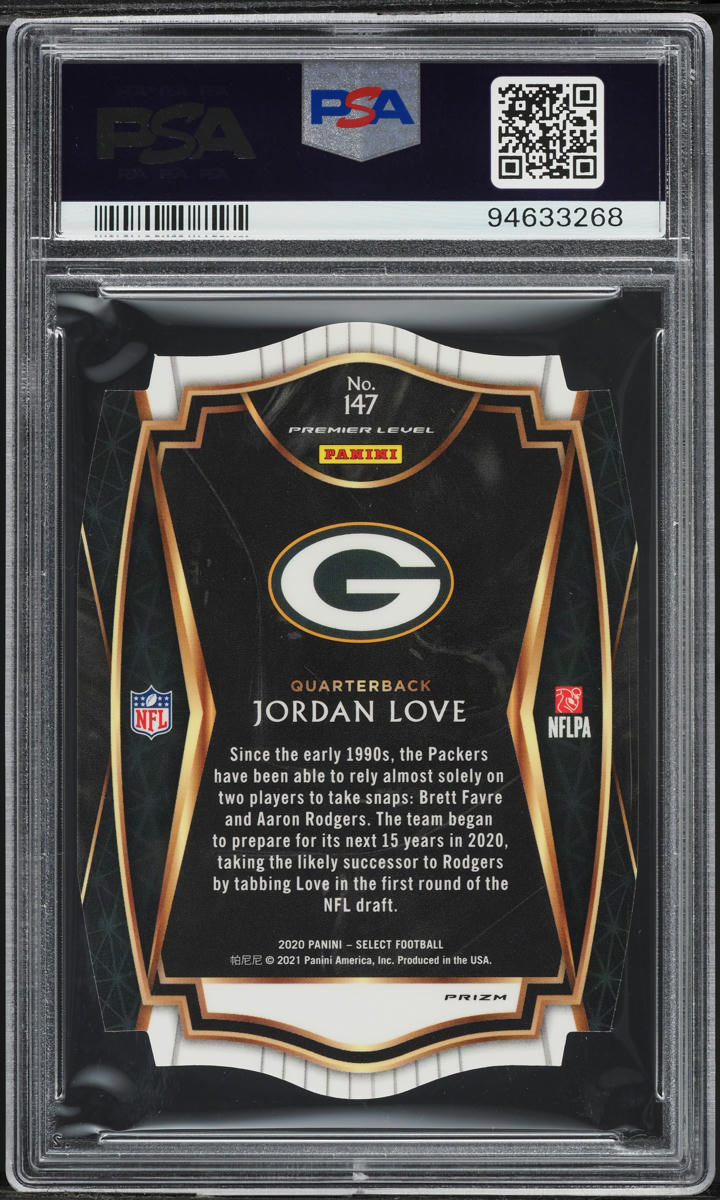 2020 Select Premier Level Blue Prizm Die-Cut Jordan Love ROOKIE #147 PSA 10 GEM