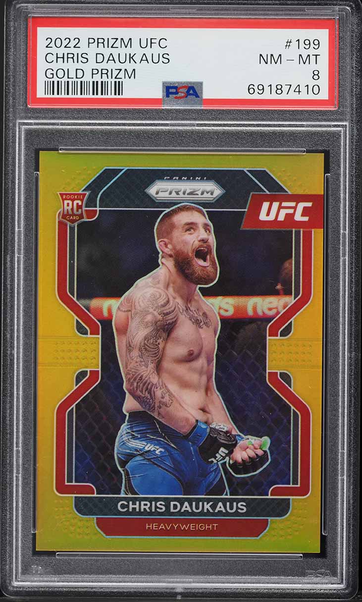 2022 Panini Prizm UFC Gold Chris Daukaus ROOKIE /10 #199 PSA 8 NM-MT