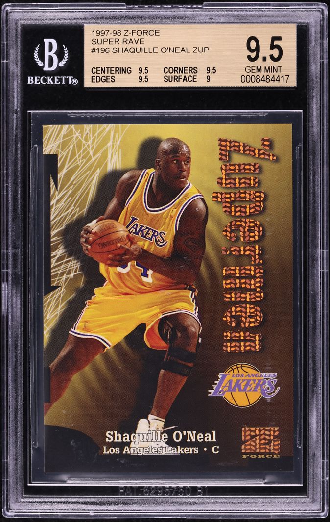 1997 Skybox Z-Force Super Rave Shaquille O'Neal /50 #196 BGS 9.5 GEM MINT