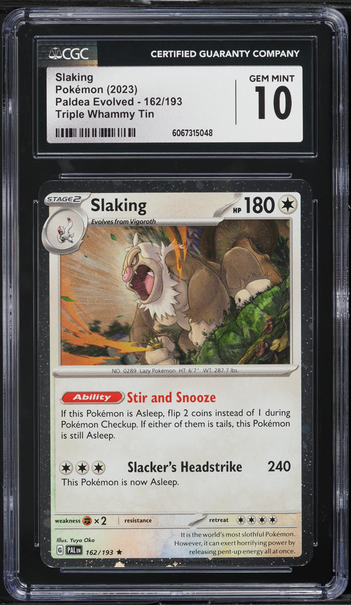 2023 Pokemon SV Paldea Evolved Triple Whammy Tin Slaking #162 CGC 10 GEM MINT