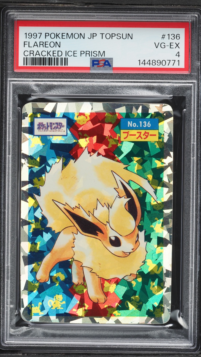 1997 Pokemon Japanese Topsun Cracked Ice Prism Flareon #136 PSA 4 VGEX
