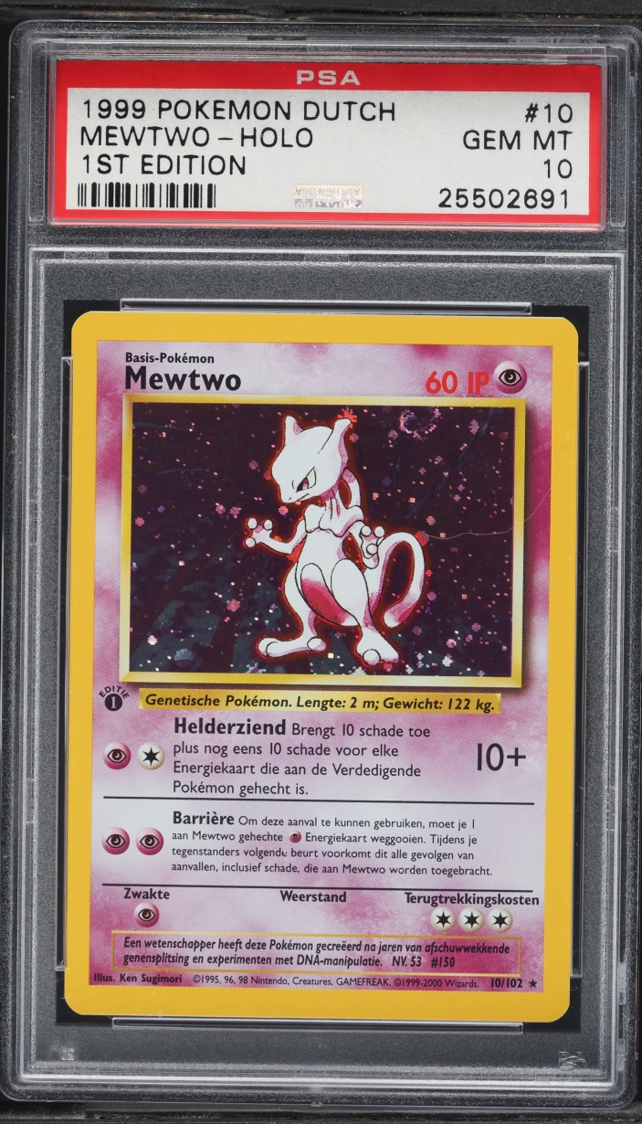 1999 Pokemon Dutch Base Set 1st Edition Holo Mewtwo #10 PSA 10 GEM MINT