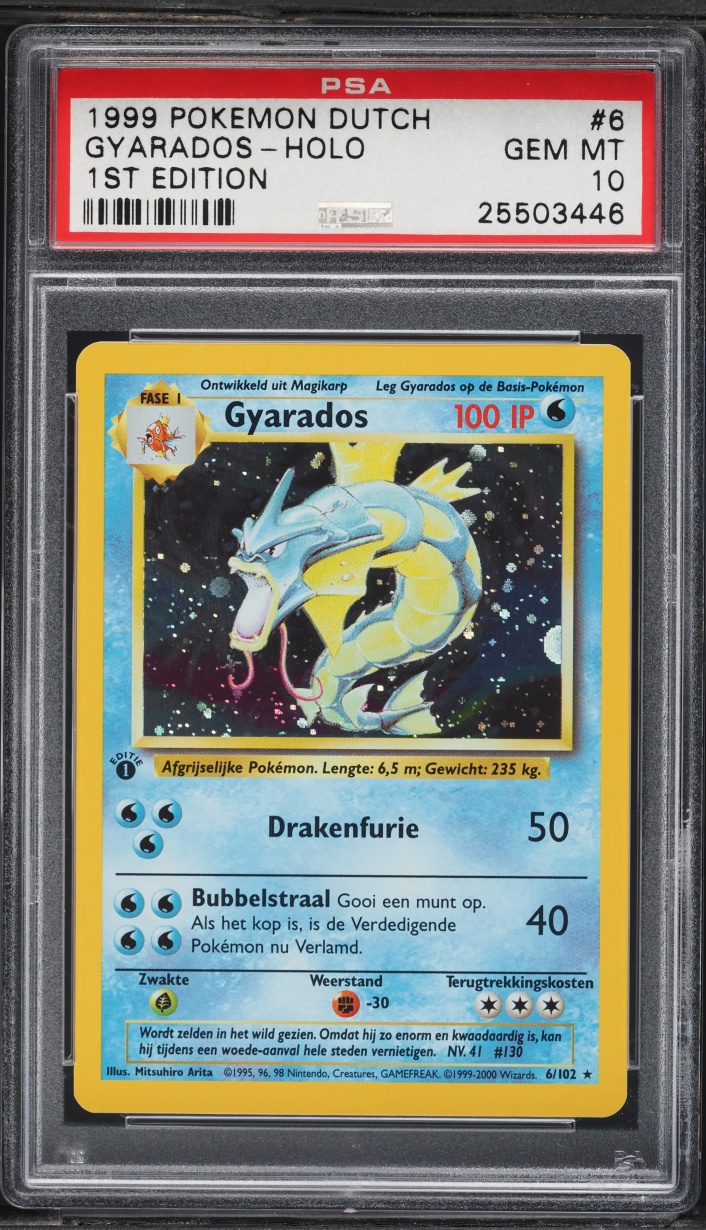 1999 Pokemon Dutch Base Set 1st Edition Holo Gyarados #6 PSA 10 GEM MINT