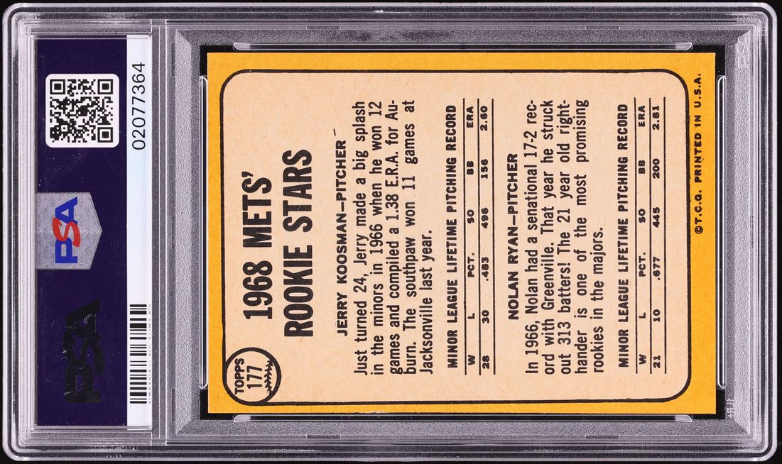 1968 Topps Nolan Ryan ROOKIE #177 PSA 8 NM-MT